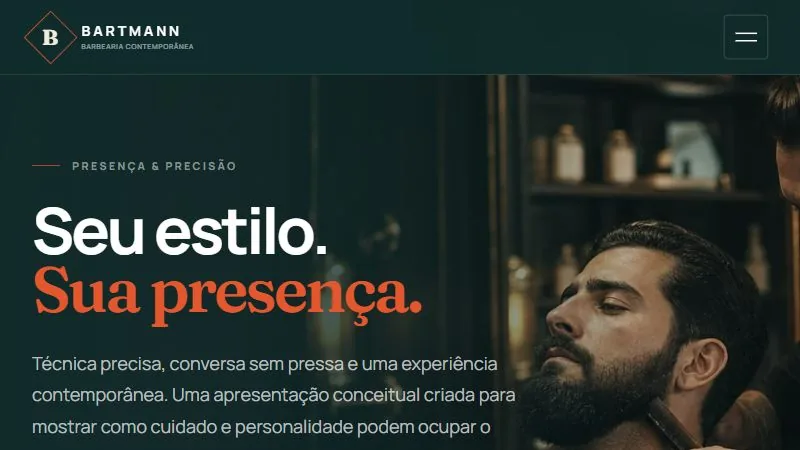 Prévia do projeto Bartmann — barbearia contemporânea